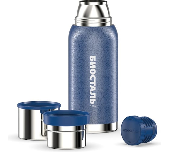 Изображение товара Термос Biostal Охота 1 литр, 2 чашки, синий NBA-1000B