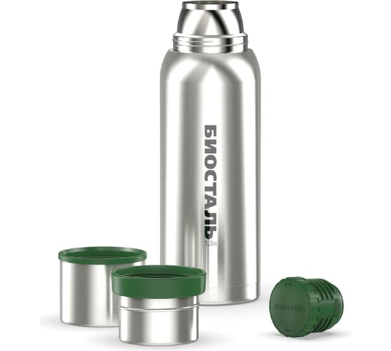 Изображение товара Термос Biostal Охота 1.2 литра, 2 чашки, стальной NBA-1200
