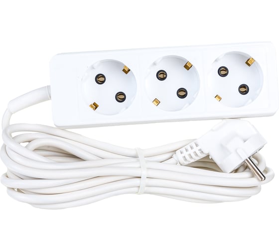 Изображение товара Удлинитель КОСМОС 10А 3 гнезда ПВС 3х0,75 5м с заземлением Р16-012 Россия YKsm5m-3g-Z 10A P