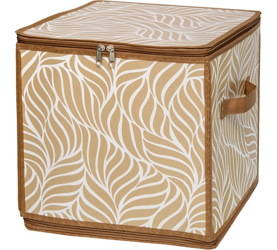 Изображение товара Короб складной на молнии "Листья" HANDY HOME, Д300 Ш300 В300, бежевый ESH22 SL