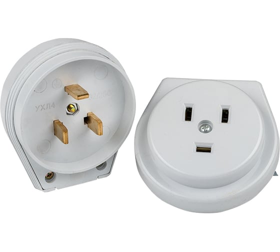 Изображение товара Разъем EKF РШ-ВШ 32А 250В 2P+PE СУ пластиковый белый PROxima AS-250-H-02