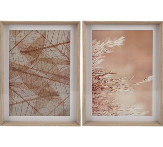 Изображение товара Набор постеров настенных Вещицы Невесомость в рамке МДФ, 2 шт., бежевый, Д300 Ш30 В400 Sof-08