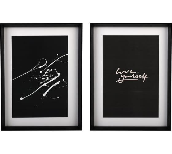 Изображение товара Набор постеров настенных Вещицы Love yourself в рамке МДФ, 2 шт., черный, Д300 Ш30 В400 Sof-10