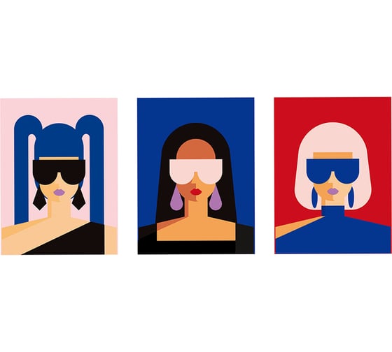 Изображение товара Набор постеров настенных Вещицы Авангард, 3 шт., синий, розовый, красный, Д300 В400 Sof-02