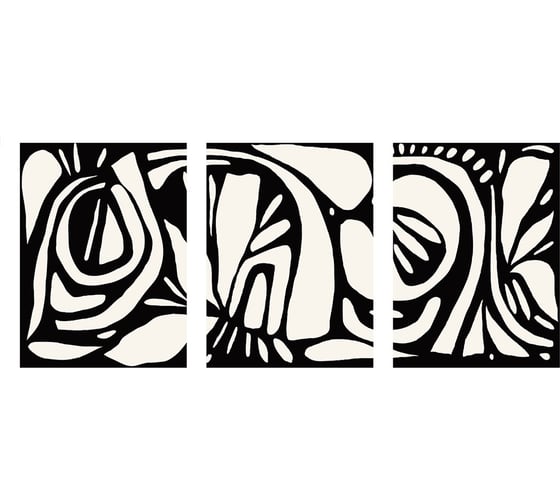 Изображение товара Набор постеров настенных Вещицы Фантом, 3 шт., черный, белый, Д300 В400 Sof-07