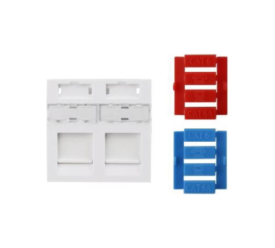 Изображение товара Вставка Hyperline, SIP3-2K-M45-45, 45x45 аналог Mosaic для 2х модулей Keystone Jack, со шторками 426177