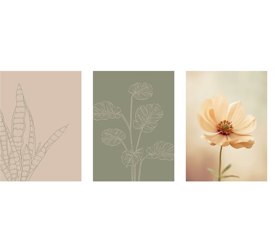 Изображение товара Набор постеров настенных Вещицы Нежность, 3 шт., бежевый, Д300 В400 Sof-06