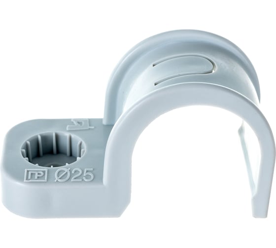 Изображение товара Пластиковая односторонняя крепеж-скоба для прямого монтажа Промрукав серая, в п/э, д 25, 50 шт PR13.0370