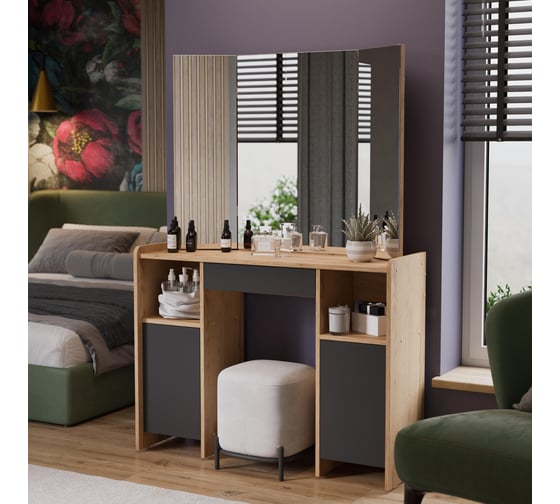 Изображение товара Стол туалетный ТриЯ Дарси Тип 2 дуб крафт золотой/антрацит 263613