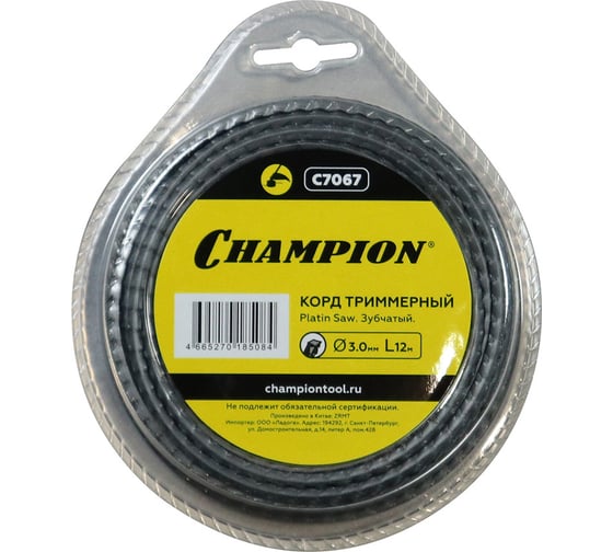 Изображение товара Корд триммерный Platin Saw (3.0 мм; 12 м; зубчатый) CHAMPION C7067