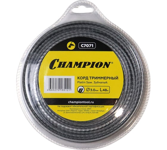 Изображение товара Корд триммерный Platin Saw (3.0 мм; 48 м; зубчатый) CHAMPION C7071