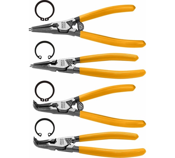 Изображение товара Набор съемников стопорных колец INGCO INDUSTRIAL 125 мм, 4 предмета HCCPS26125