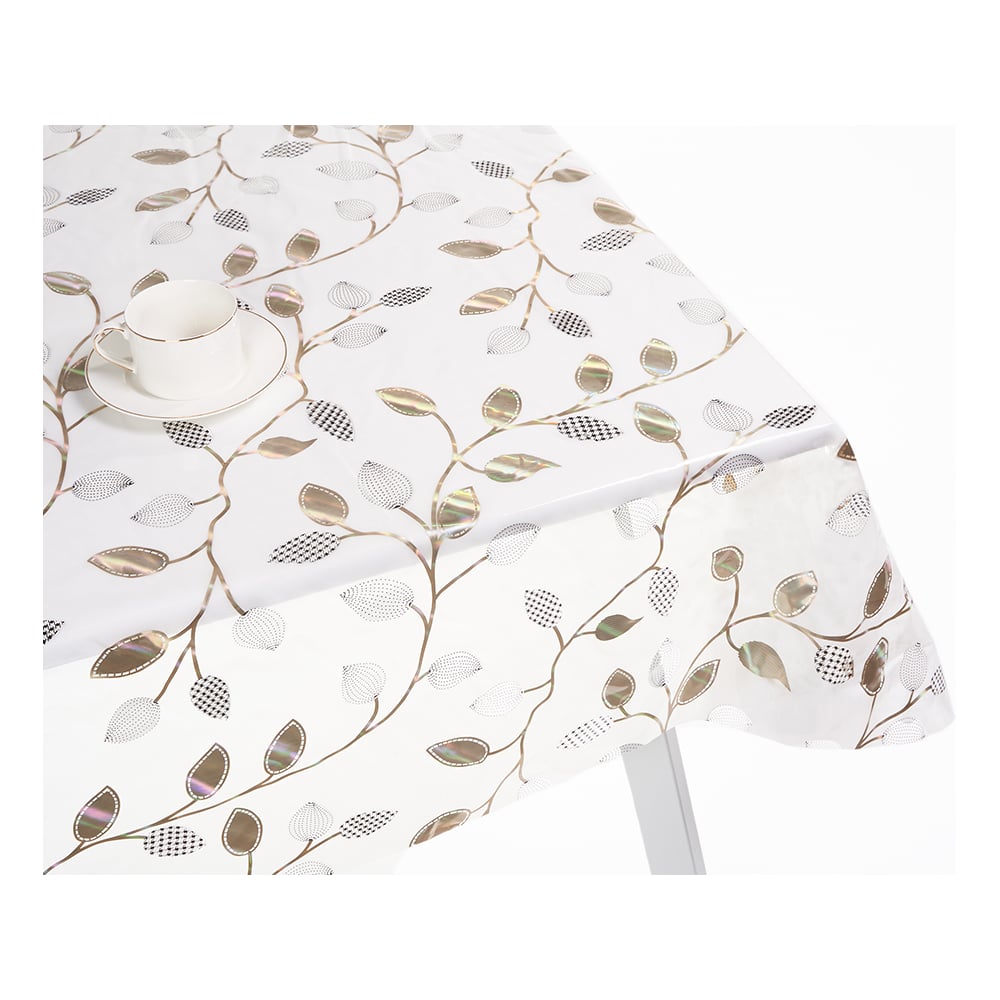 Изображение товара Силиконовое покрытие Dekorelle 129-GW 1,4x20 м гибкое стекло абстракция золотой и белый фон