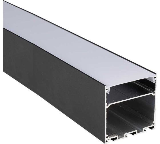 Изображение товара Профиль Jazzway PAL 5050-BLACK черный (комплект) накладной 2м анодированный с подвесом 5058897