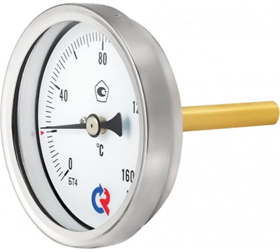 Изображение товара Осевой термометр РОСМА  БТ-51.211 (0-160°C) ДК100, длина погружной части 150мм, резьба G1/2, класс точности 1.5, с защитной латунной гильзой D070-00984