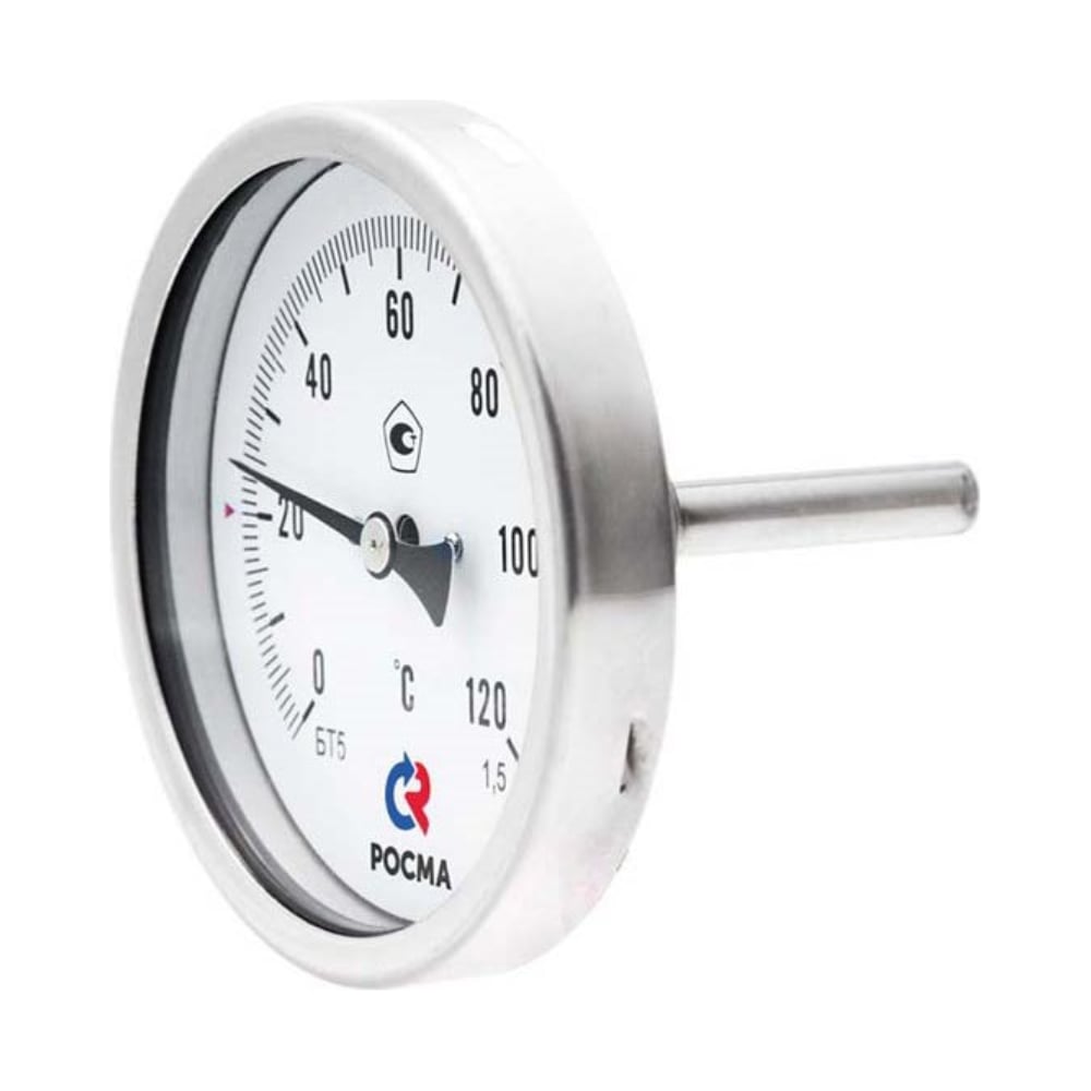 Изображение товара Осевой термометр РОСМА БТ-51.220 0-160°C G1/2 кожух 100 мм класс 1.5