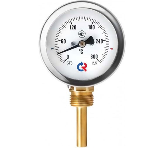 Изображение товара Радиальный термометр РОСМА  БТ-32.211 (0-160°C) ДК63, длина погружной части 64мм, резьба G1/2, класс точности 2.5, с защитной латунной гильзой D070-00980