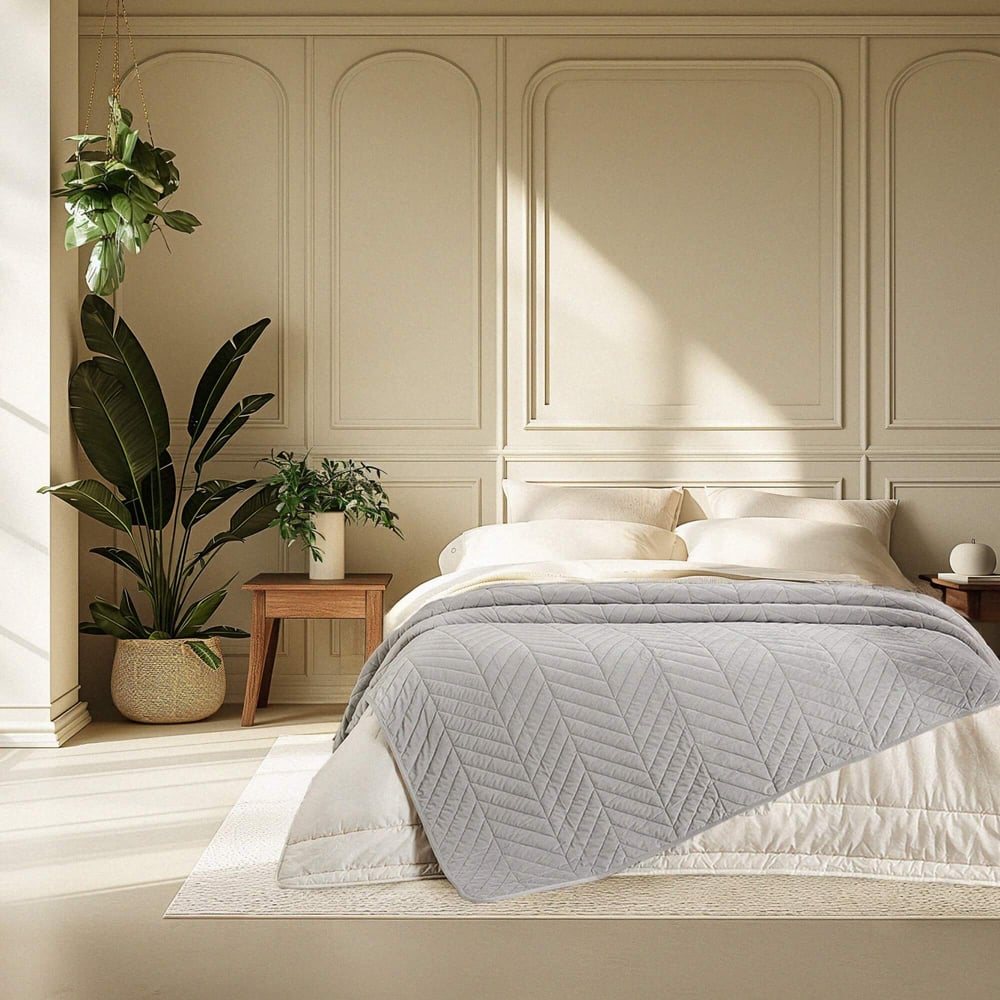 Изображение товара Покрывало The Eleventh Kingdom Евро 240x260 серебро велюр стеганое орнамент