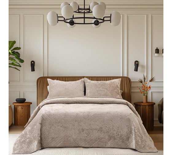 Изображение товара Покрывало The Eleventh Kingdom Евро (240x260), с наволочками 50x70 (2 шт.), Шелфорд крем 11KBSP2426SH74