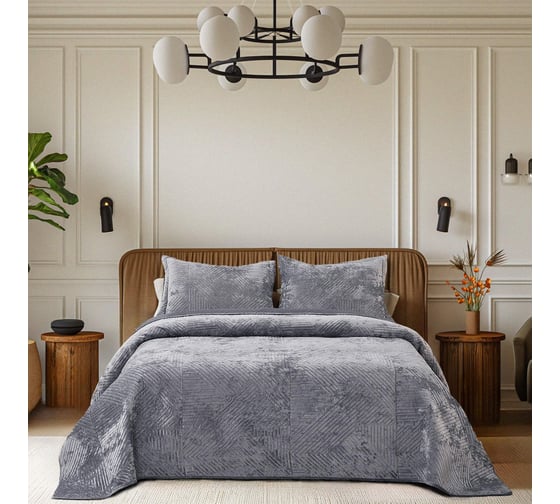 Изображение товара Покрывало The Eleventh Kingdom Евро (240x260), с наволочками 50x70 (2 шт.), Шелфорд серый 11KBSP2426SH80