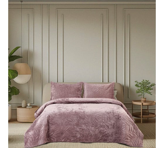 Изображение товара Покрывало The Eleventh Kingdom Евро (240x260), с наволочками 50x70 (2 шт.), Роузмор пепельно-розовый 11KBSP2426RO32