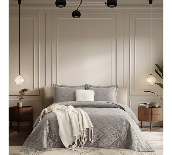 Изображение товара Покрывало The Eleventh Kingdom 1.5-спальное (160x220), с наволочкой 50x70 (1 шт.), Трегарон серый 11KBSP1622TR80