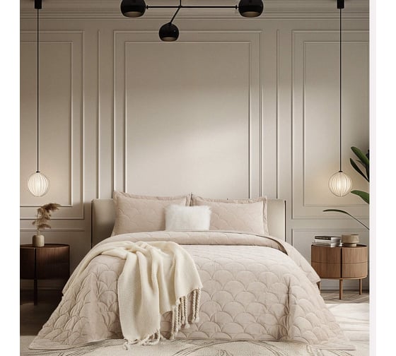 Изображение товара Покрывало The Eleventh Kingdom 1.5-спальное (160x220), с наволочкой 50x70 (1 шт.), Трегарон бежевый 11KBSP1622TR70