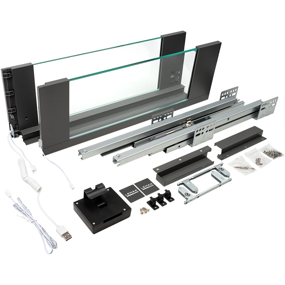 Изображение товара Система Lembox со стеклянными боковинами и LED-подсветкой Lemax PROF 500 мм серый