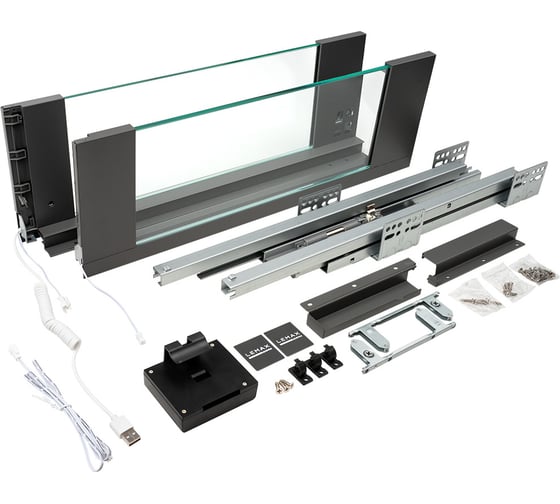 Изображение товара Система Lembox со стеклянными боковинами и LED-подсветкой Lemax PROF H=167, L=500, серый LBGW167-500GR