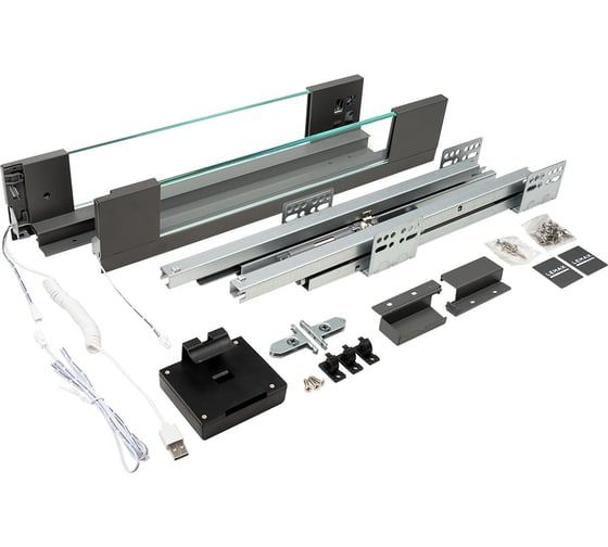 Изображение товара Система Lembox со стеклянными боковинами и LED-подсветкой Lemax PROF H=84, L=450, серый LBGW84-450GR