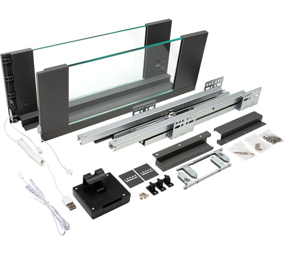 Изображение товара Система Lembox со стеклянными боковинами и LED-подсветкой Lemax PROF H=167, L=450, серый LBGW167-450GR