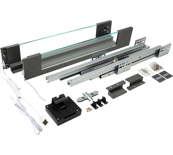 Изображение товара Система Lembox со стеклянными боковинами и LED-подсветкой Lemax PROF H=84, L=500, серый LBGW84-500GR