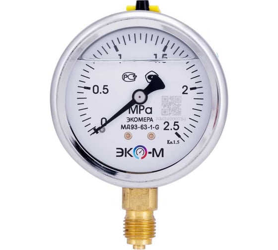 Изображение товара Манометр ЭКО-М Экомера гидрозаполненный МД93-63-G-2,5МПа