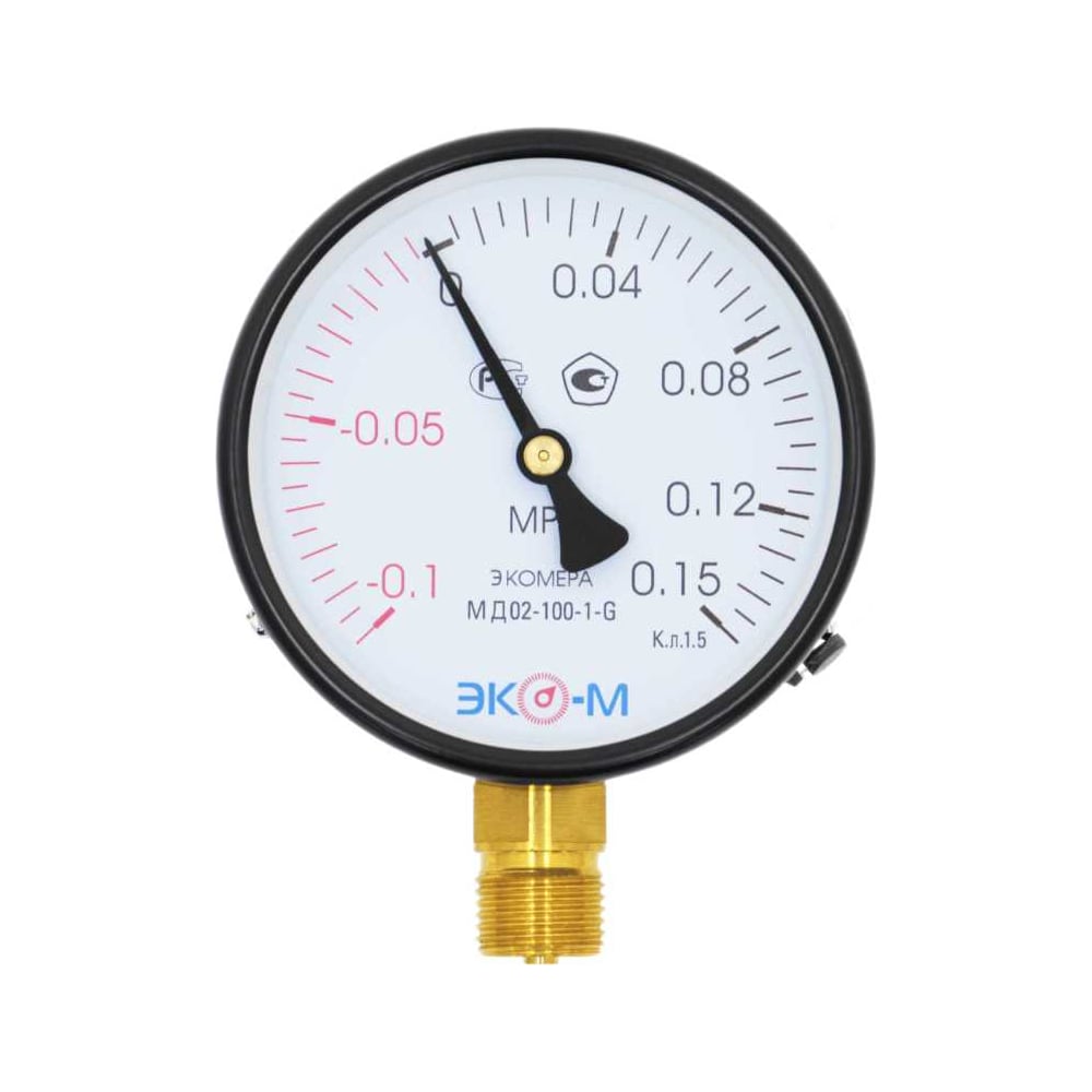 Изображение товара Манометр вакуумметр Эко-М МД02 100 мм G -0.1 до 0.15 МПа