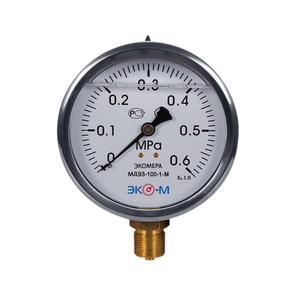 Изображение товара Манометр ЭКО-М Экомера G1/2 гидрозаполненный МД93-100-G-0,6МПа