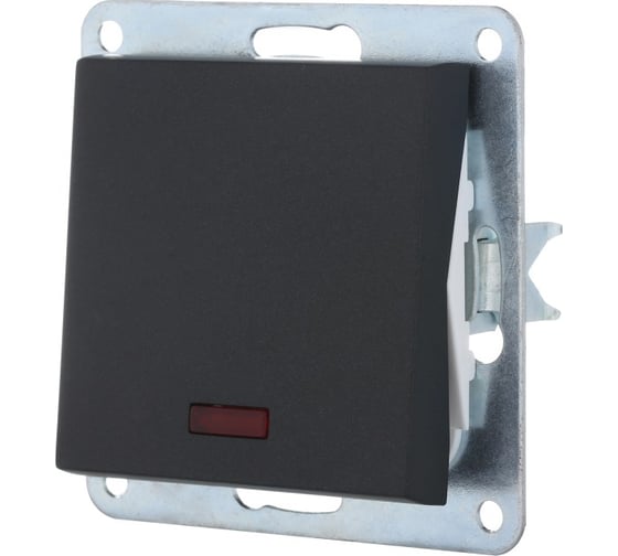 Изображение товара Переключатель 1-клавишный, на 2 направления, c индикатором LK Studio (схема 6L) 16 A, 250 B (черный бархат) LK80 840408-1