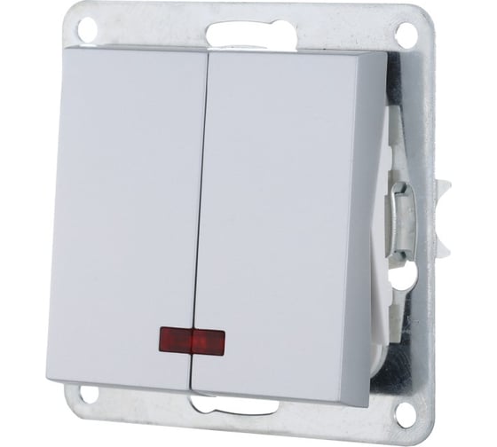 Изображение товара Выключатель 2-клавишный с индикаторами LK Studio (схема 5L) 16 A, 250 B (серебристый металлик) LK80 841203-1