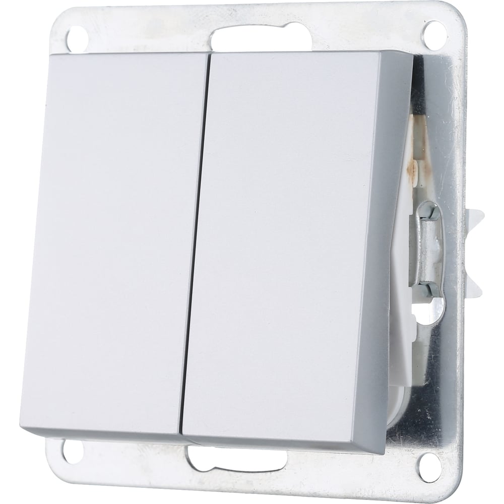 Изображение товара Переключатель 2-клавишный LK Studio 16 А серебристый металлик схема 6+6