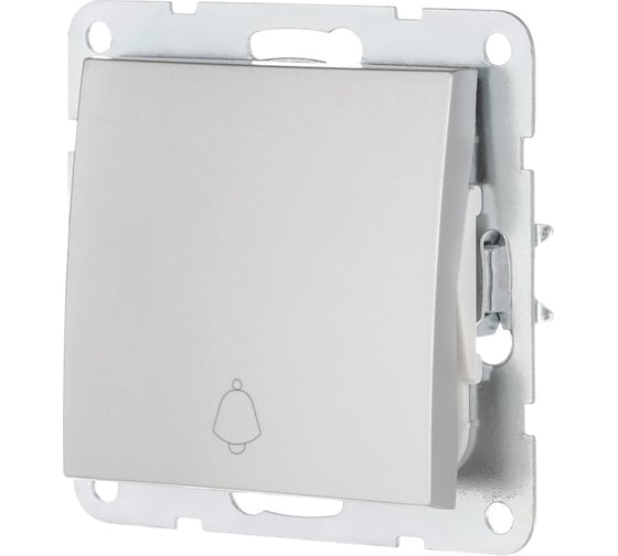 Изображение товара Выключатель-кнопка 1-клавишный (схема 1Т) с символом звонок LK Studio, 16 A, 250 B (серебристый металлик) LK60 860503-1
