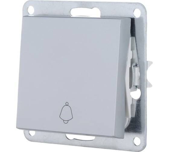 Изображение товара Выключатель-кнопка 1-клавишный (схема 1Т) с символом звонок LK Studio, 16 A, 250 B (серебристый металлик) LK80 840503-1