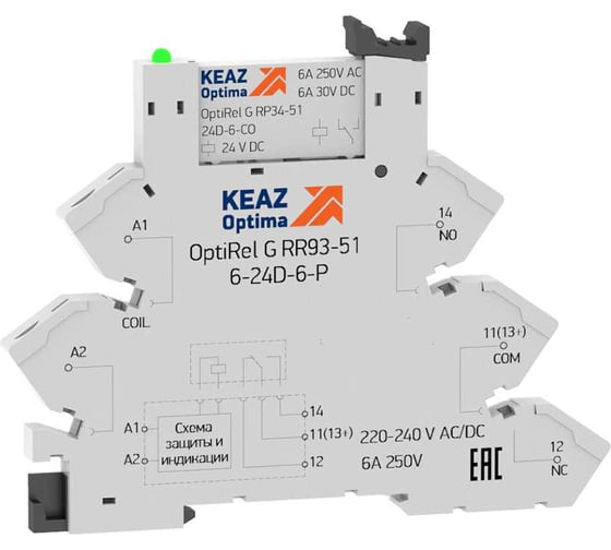 Изображение товара Релейный модуль КЭАЗ OptiRel G RM38-61-24D-6-P-CO -10шт 282948