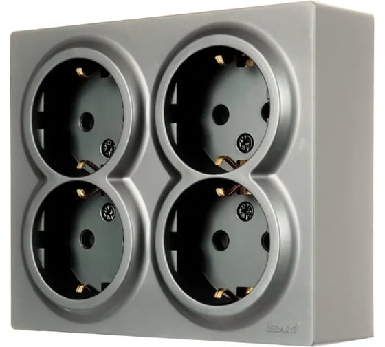 Изображение товара Розетка четверная с/з LEZARD LETO закрытый корпус ПБТ платина 752-3500-127BDP