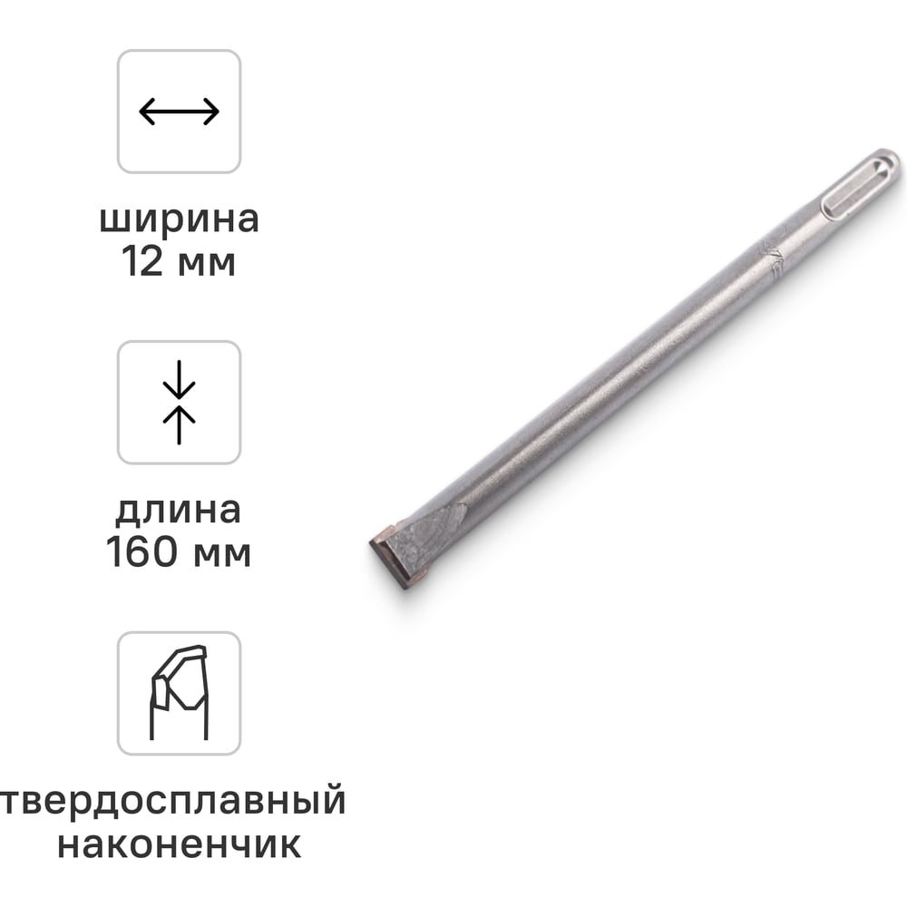 Изображение товара Зубило мини плоское твердосплавное SDS-plus 12х160 мм RAGE 558212 Изображение товара Зубило мини плоское твердосплавное SDS-plus 12х160 мм RAGE 558212