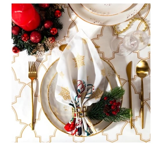 Изображение товара Набор салфеток Этель Новогодняя ярмарка 40х40см 4 шт, 100% хлопок, саржа 190 г/кв.м 7015802