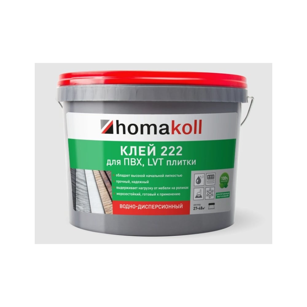 Изображение товара Клей Homakoll 222, для ПВХ и LVT плитки, 6 кг 460400 Изображение товара Клей Homakoll 222, для ПВХ и LVT плитки, 6 кг 460400