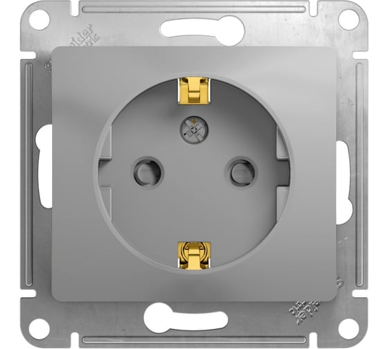 Изображение товара Розетка Systeme Electric Glossa Алюминий с заземлением со шторками GSL000345