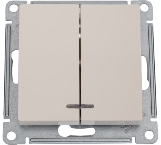 Изображение товара 2-клавишный выключатель Systeme Electric AtlasDesign Бежевый с подсветкой, сх.5а, 10АХ ATN000253