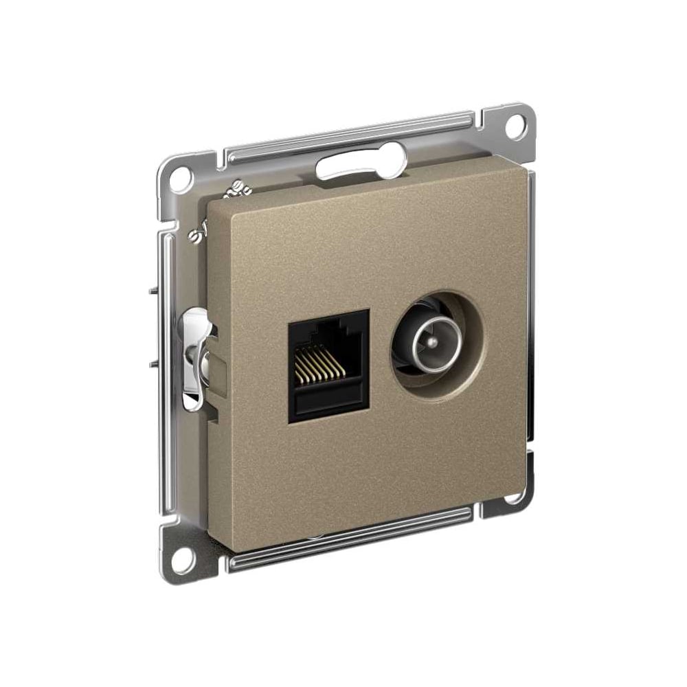 Розетка Systeme Electric ТВ + компьютерная RJ45 2-ая Шампань категории 5Е ATN000589