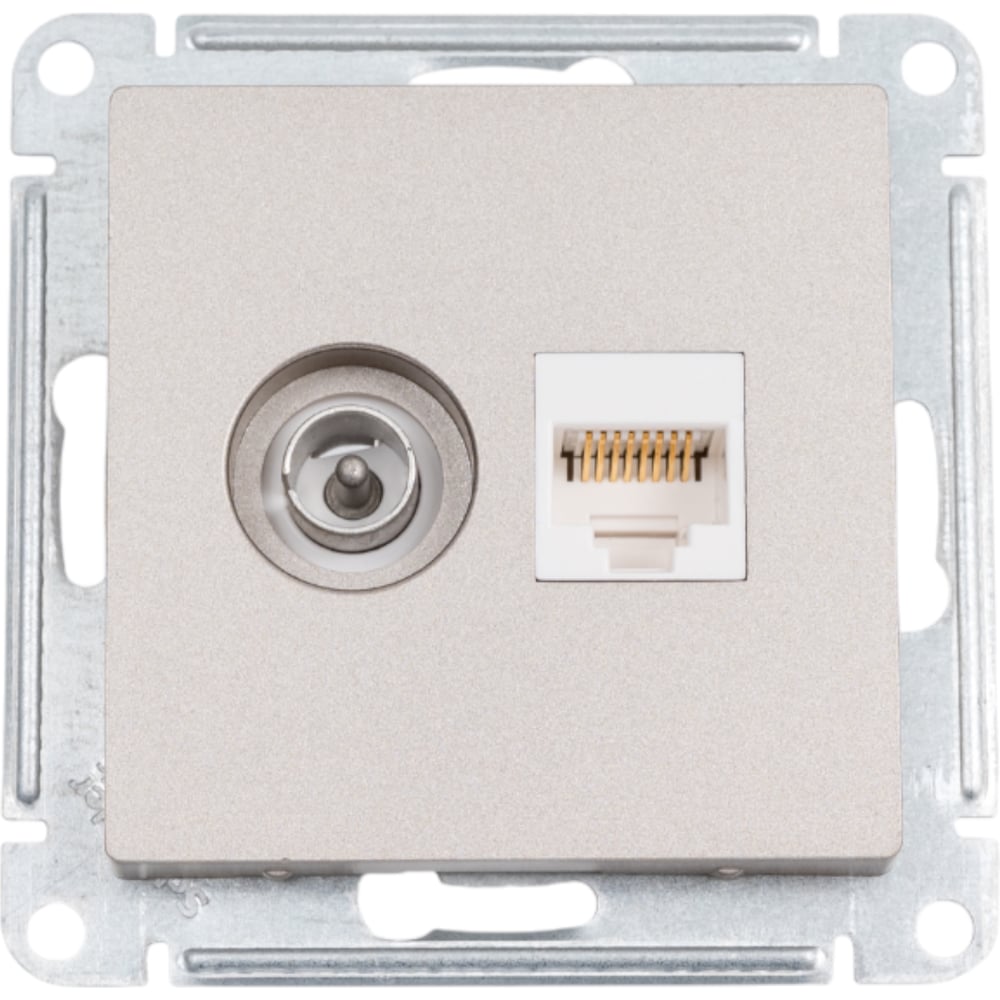 Розетка Systeme Electric ТВ + компьютерная RJ45 2-ая Шампань категории 5Е ATN000589