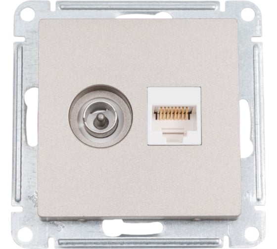 Изображение товара Розетка ТВ + компьютерная RJ45 Systeme Electric AtlasDesign 2-ая Шампань категории 5Е ATN000589